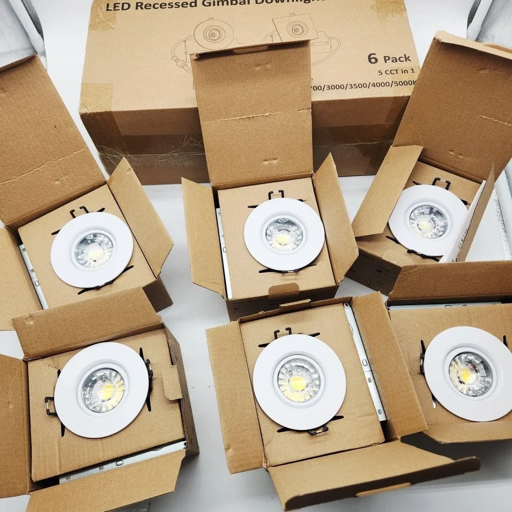 POPANU 3 Inch LED Recessed Gimbal Downlight 8W Dimmable 5 CCT White 6 Pack